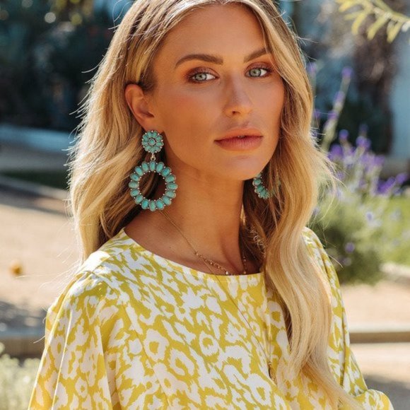 Vici Jewelry - INDIO VALLEY STATEMENT EARRINGS - SILVER/TURQUOISE